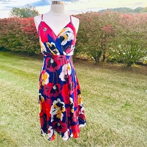 LULUS All About Love Royal Blue Floral Print Midi Dress